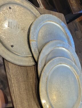 Charger Plates/ Set Of 4/ Galvanized Metal/ Hearth& Hand/ NWT/ Brand New In Wrap